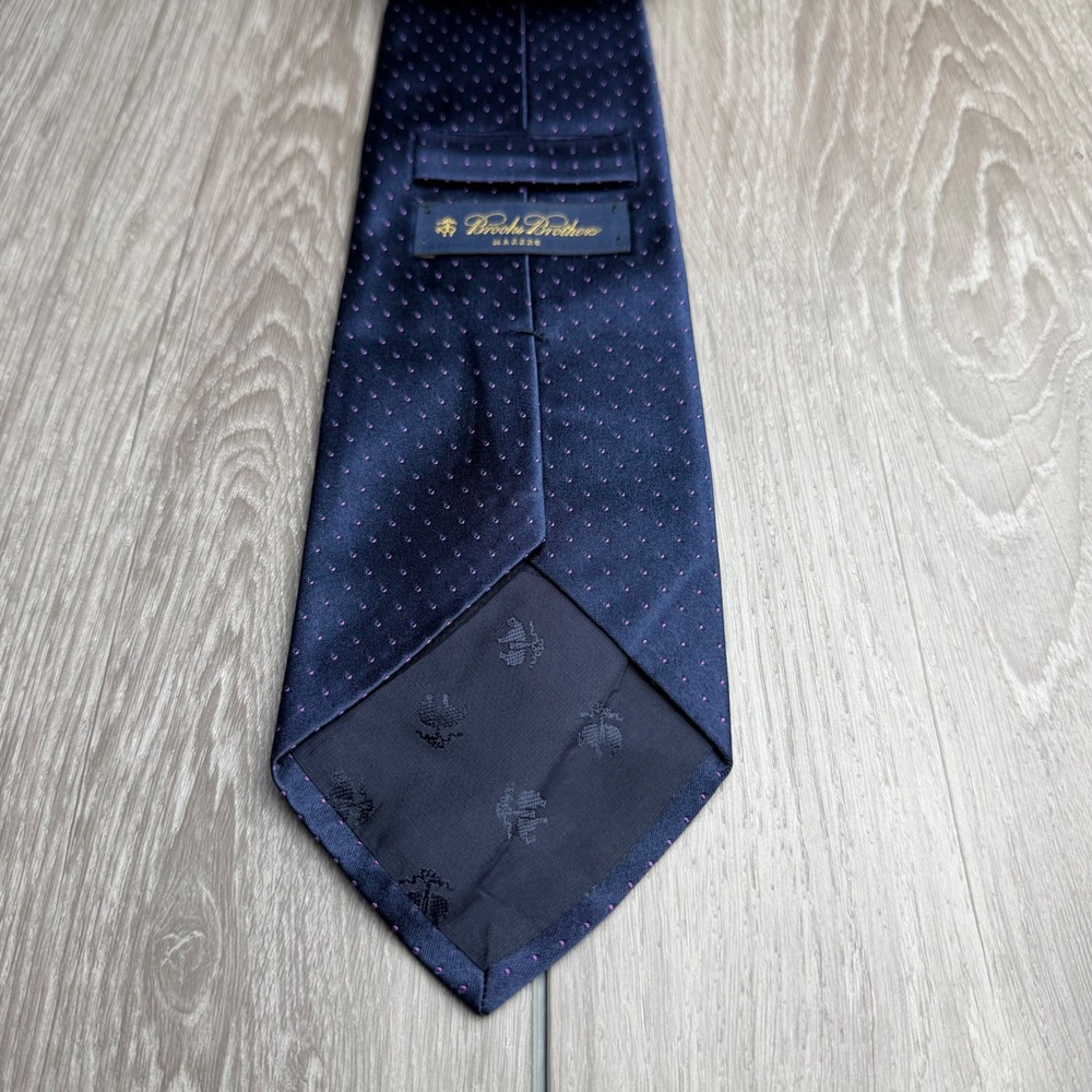 Brooks Brothers Mens Tie Makers Silk Pin Dot Navy Blue OS - Picture 4 of 9
